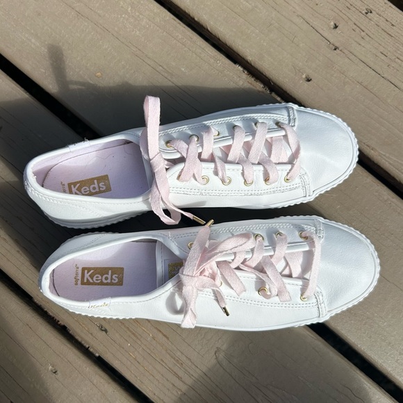 KEDS White Leather Triple Up Platform Lace Up Sneakers | Size 10 / EU 41 - Picture 8 of 14